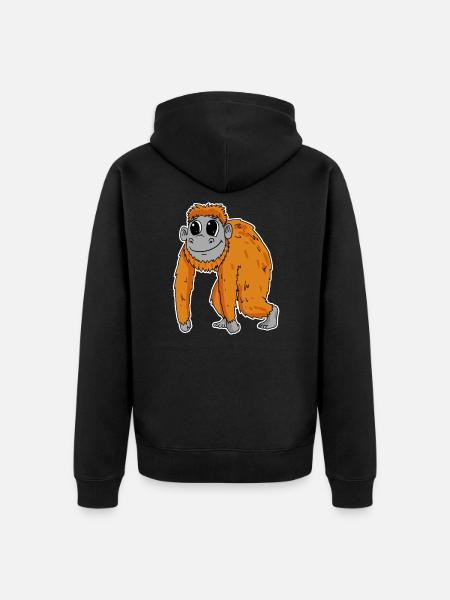 Orangutan Monkey - Unisex Premium Organic Zip Hoodie - black