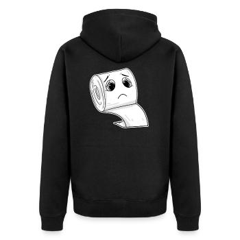 Klopapier Meme lustig - Unisex Premium Bio Zip Hoodie - Schwarz - Hinten - Nico (187cm)