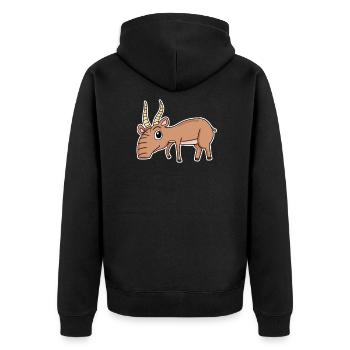 Antilope - Unisex Premium Bio Zip Hoodie - Schwarz - Hinten - Nico (187cm)