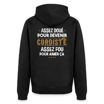 Cordiste métier. Cadeau homme humour corde - Veste à capuche bio Premium Unisexe - noir - Dos - Nico (187cm)