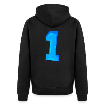 Zahl 1 Nummer - Unisex Premium Bio Zip Hoodie - Schwarz - Hinten - Nico (187cm)