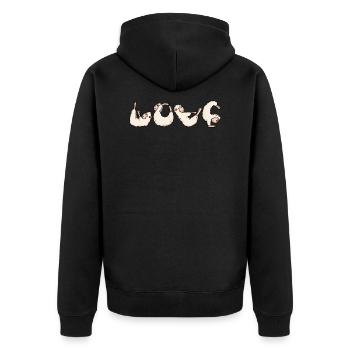 Love Yoga Fitness Alpaka - Unisex Premium Bio Zip Hoodie - Schwarz - Hinten - Nico (187cm)