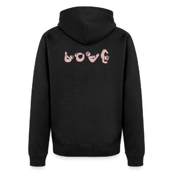 Love Yoga Fitness Faultier Liebe - Unisex Premium Bio Zip Hoodie - Schwarz - Hinten - Nico (187cm)