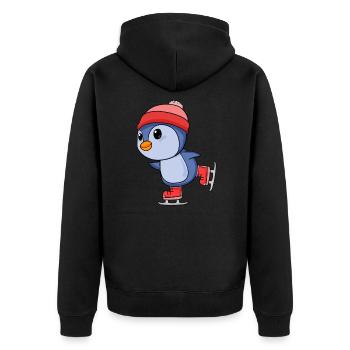 Schlittschuh laufen - Unisex Premium Bio Zip Hoodie - Schwarz - Hinten - Nico (187cm)