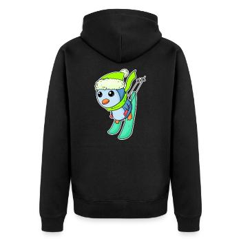 Ski fahren - Unisex Premium Bio Zip Hoodie - Schwarz - Hinten - Nico (187cm)