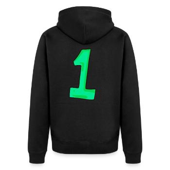 1 - Unisex Premium Bio Zip Hoodie - Schwarz - Hinten - Nico (187cm)
