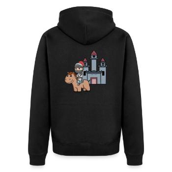 Mittelalter Ritter Burg Krieger - Unisex Premium Bio Zip Hoodie - Schwarz - Hinten - Nico (187cm)