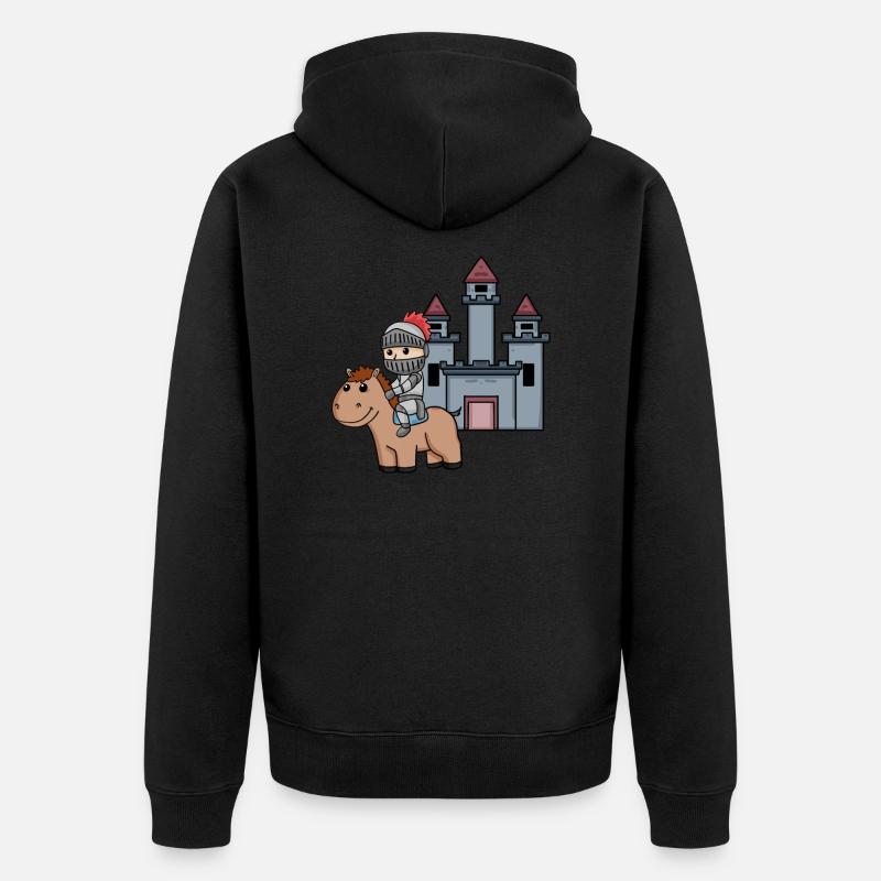 Médiévale Chevalier Château Guerrier - Veste à capuche bio Premium Unisexe - noir