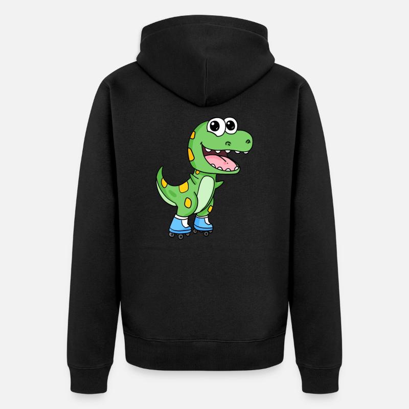Inline Skating Rollschuhe Dinosaurier - Unisex Premium Bio Zip Hoodie - Schwarz