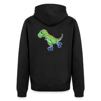 Inline Skating Dinosaur - Unisex Premium Organic Zip Hoodie - black - Back - Nico (187cm)