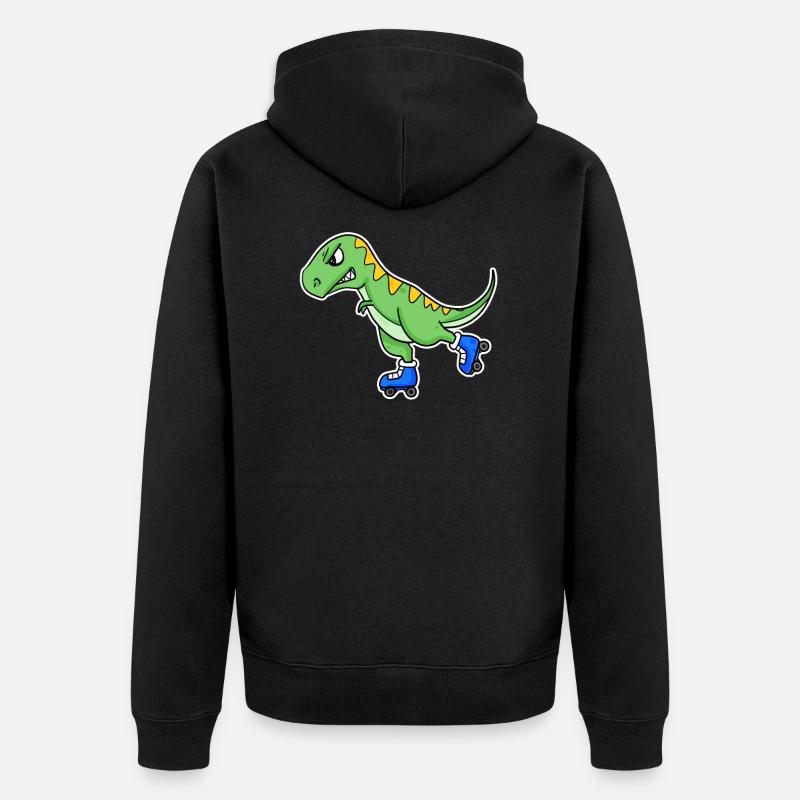 Inline Skating Dinosaurier - Unisex Premium Bio Zip Hoodie - Schwarz