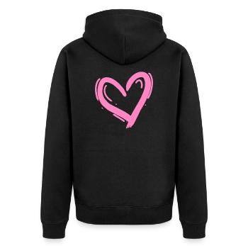 Herz Design Liebe Rosa - Unisex Premium Bio Zip Hoodie - Schwarz - Hinten - Nico (187cm)