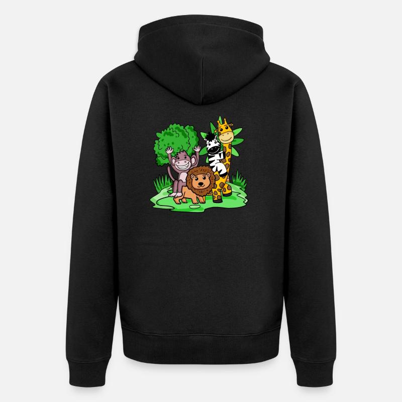 Jungle animaux Mignon - Veste à capuche bio Premium Unisexe - noir