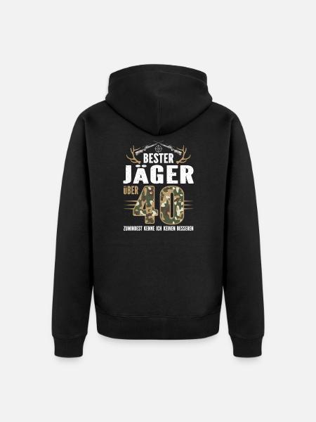 Bester Jäger über 40 - Unisex Premium Bio Zip Hoodie - Schwarz
