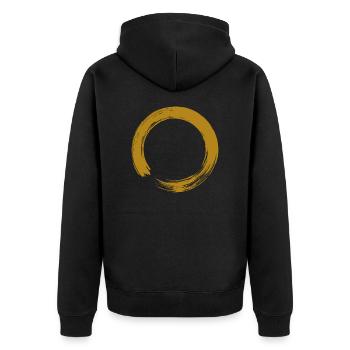 Kreis Gold - Unisex Premium Bio Zip Hoodie - Schwarz - Hinten - Nico (187cm)