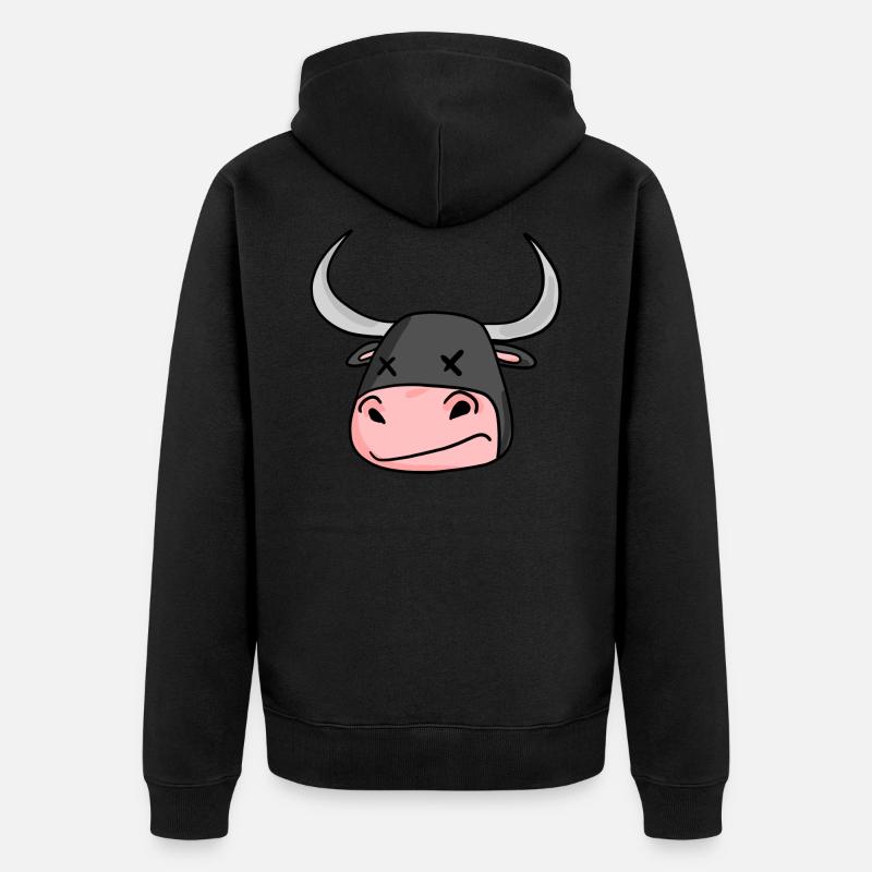 Bullen Kopf Stier - Unisex Premium Bio Zip Hoodie - Schwarz