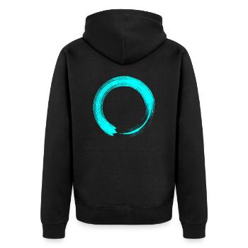Kreis - Unisex Premium Bio Zip Hoodie - Schwarz - Hinten - Nico (187cm)