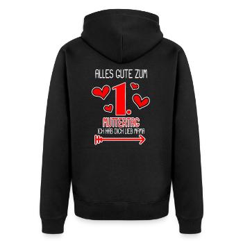 1. Muttertag - Ich hab dich lieb Mama - Unisex Premium Bio Zip Hoodie - Schwarz - Hinten - Nico (187cm)