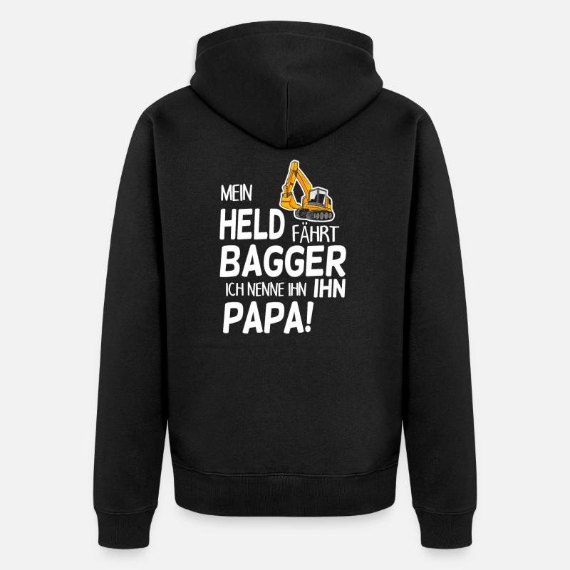 Bagger Held Papa Vater Geschenk - Unisex Premium Bio Zip Hoodie - Schwarz