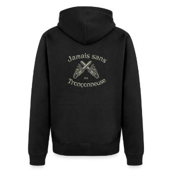 Never without my chainsaw - Unisex Premium Organic Zip Hoodie - black - Back - Nico (187cm)