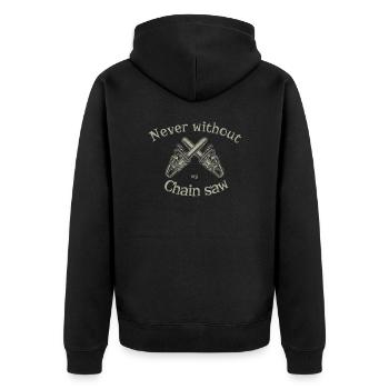 Nerver without my chain saw - Unisex Premium Organic Zip Hoodie - black - Back - Nico (187cm)