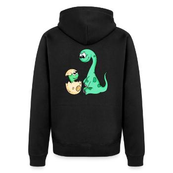 Dinosaures avec bébé dinosaures - Veste à capuche bio Premium Unisexe - noir - Dos - Nico (187cm)