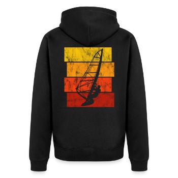 Windsurfing Retro Windsurfer Windsurfen Surfen - Unisex Premium Bio Zip Hoodie - Schwarz - Hinten - Nico (187cm)