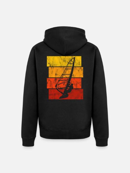 Windsurfing Retro Windsurfer Windsurfing Surf - Unisex Premium Organic Zip Hoodie - black