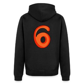 Ziffer 6 Zahl Nummer Sechs - Unisex Premium Bio Zip Hoodie - Schwarz - Hinten - Nico (187cm)