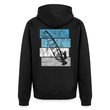 Windsurfer Windsurfen Retro Windsurfing Surfen - Unisex Premium Bio Zip Hoodie - Schwarz - Hinten - Nico (187cm)