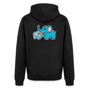 Elefant mit Kind - Elefant mit Baby - Unisex Premium Bio Zip Hoodie - Schwarz - Hinten - Nico (187cm)