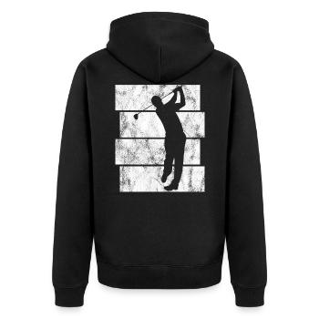 Golfer retro golfer golf clubs golfing golf - Unisex Premium Organic Zip Hoodie - black - Back - Nico (187cm)