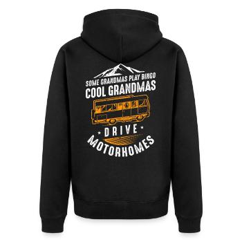 Cool Grandmas Drive Motorhomes - Unisex Premium Bio Zip Hoodie - Schwarz - Hinten - Nico (187cm)