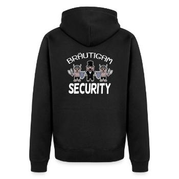 Bräutigam Security Wikinger - Unisex Premium Bio Zip Hoodie - Schwarz - Hinten - Nico (187cm)