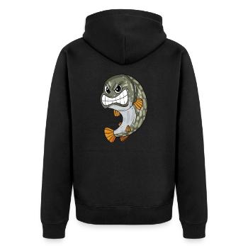 Hecht - Unisex Premium Bio Zip Hoodie - Schwarz - Hinten - Nico (187cm)