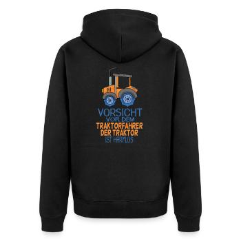 Trecker Traktorfahrer Geschenk - Unisex Premium Bio Zip Hoodie - Schwarz - Hinten - Nico (187cm)