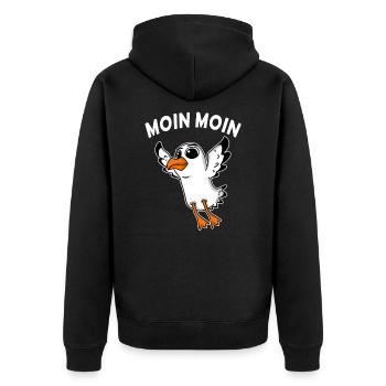 Moin Moin Baby Möwe - Unisex Premium Bio Zip Hoodie - Schwarz - Hinten - Nico (187cm)
