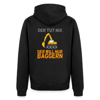 Bagger Baggern - Unisex Premium Bio Zip Hoodie - Schwarz - Hinten - Nico (187cm)