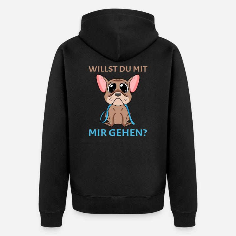 Willst du mit mir(Gassi) gehen? - Unisex Premium Bio Zip Hoodie - Schwarz