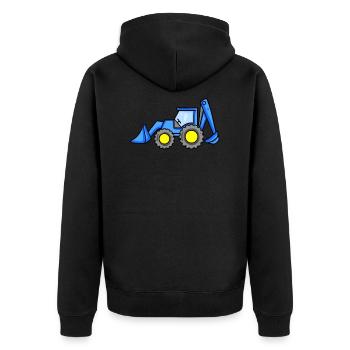 Bagger Fahrzeug Baustelle - Unisex Premium Bio Zip Hoodie - Schwarz - Hinten - Nico (187cm)