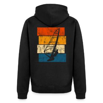 Windsurfer Surfen Retro Windsurfing Windsurfen - Unisex Premium Bio Zip Hoodie - Schwarz - Hinten - Nico (187cm)
