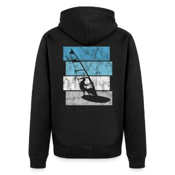 Windsurfer Retro Surfen Windsurfing Windsurfen - Unisex Premium Bio Zip Hoodie - Schwarz - Hinten - Nico (187cm)