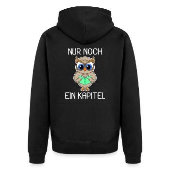 Eule Lesen Buch Bücher - Unisex Premium Bio Zip Hoodie - Schwarz - Hinten - Nico (187cm)