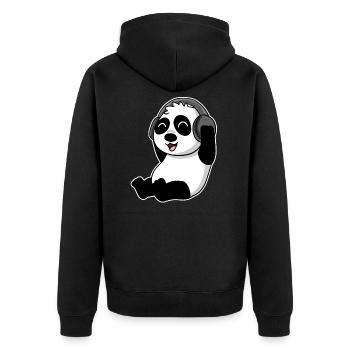 Bébé Panda animal écoute de la musique avec des écouteurs - Veste à capuche bio Premium Unisexe - noir - Dos - Nico (187cm)