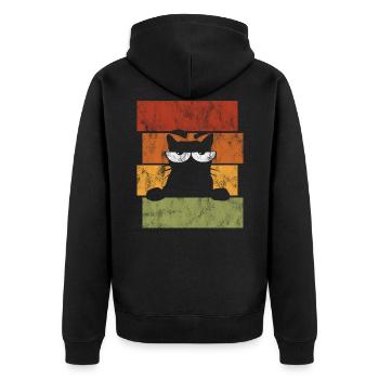Chat Retro Chat Chat Yeux Chat Miaou - Veste à capuche bio Premium Unisexe - noir - Dos - Nico (187cm)