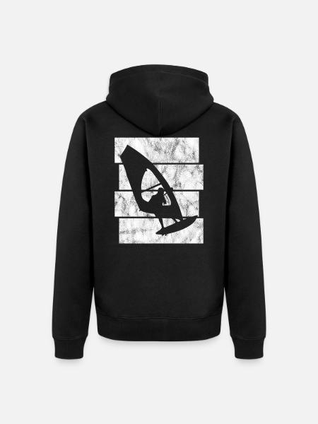 Windsurfing Windsurfing Retro Surfing Windsurfer - Unisex Premium Organic Zip Hoodie - black