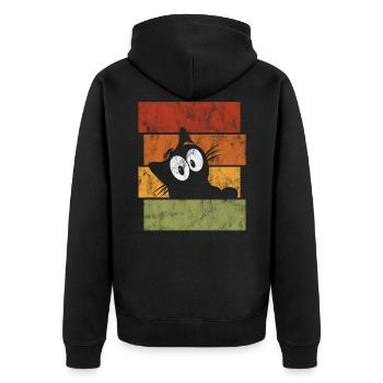 Chat chat rétro chat miaau - Veste à capuche bio Premium Unisexe - noir - Dos - Nico (187cm)
