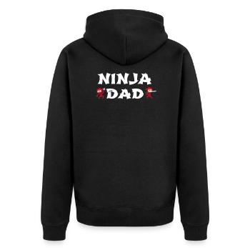 Ninja DAD for Ninja Birthday - Unisex Premium Organic Zip Hoodie - black - Back - Nico (187cm)
