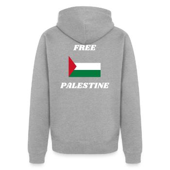 Free Palestine Drapeau palestinien - Veste à capuche bio Premium Unisexe - gris chiné - Dos - Nico (187cm)