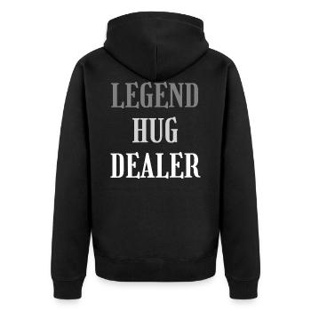 Legend Hug Dealer Blanc & Gris - Veste à capuche bio Premium Unisexe - noir - Dos - Nico (187cm)